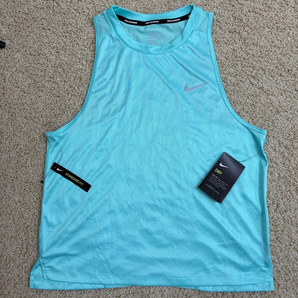 NWT Nike Running Tank Top Teal Dri Fit Sleeveless Athletic Workout Womens‎ L